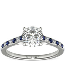Riviera Micropavé Sapphire and Diamond Engagement Ring in Platinum